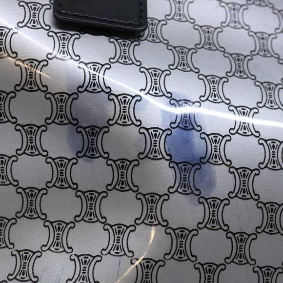 CELINE Macadam Canvas Tote Bag Enamel Silver Black Auth 70632 - Picture 3 of 16